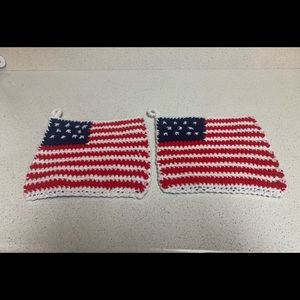 Potholders America Flag Decorative Patriotic New Handmade Crochet
